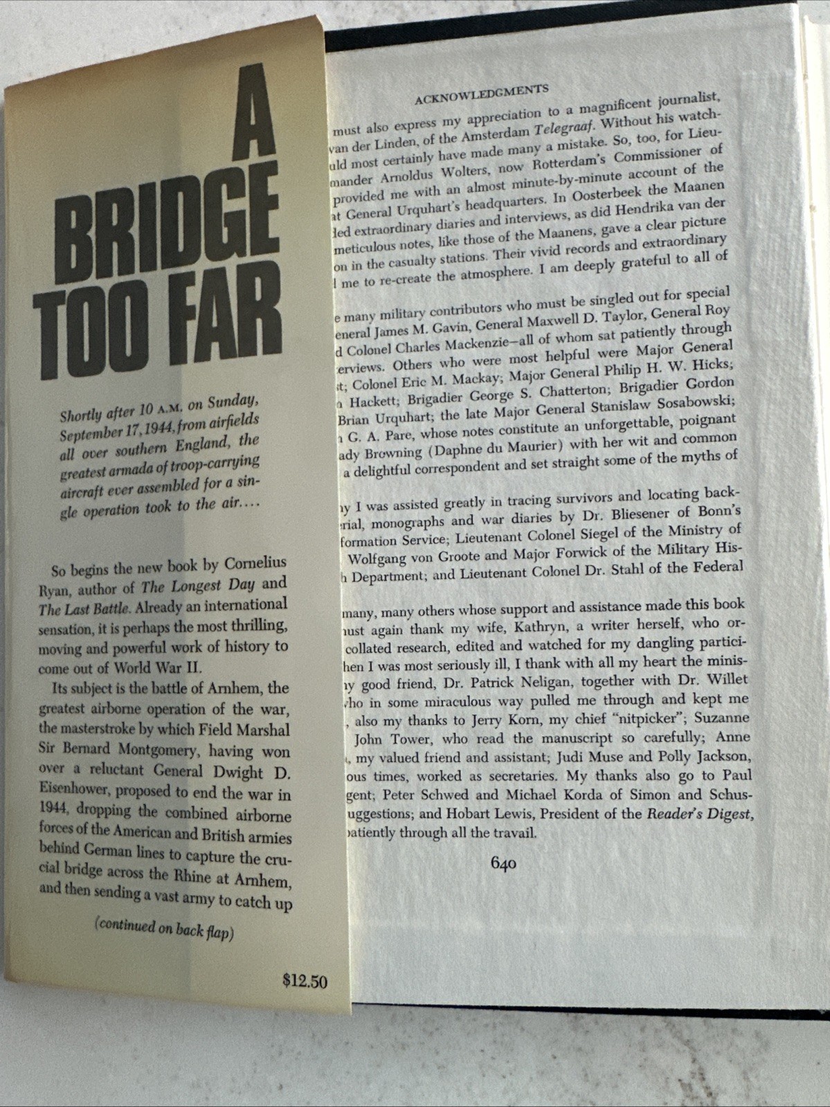 A Bridge Too Far by Cornelius Ryan 1974 RARE BINDER’S ERROR FIRST EDITION HCDJ
