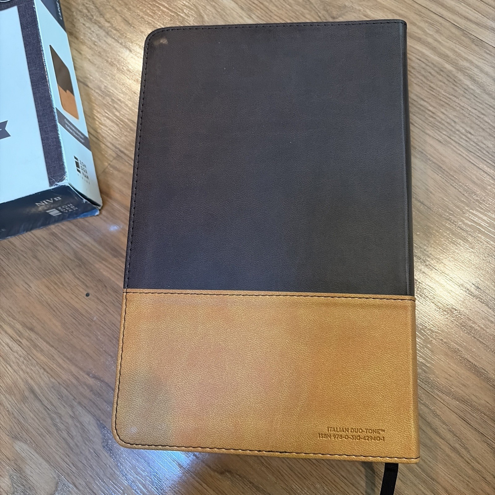 NEW NIV PERSONAL SIZE LARGE PRINT BIBLE CHOCOLATE/AMBER LEATHERSOFT