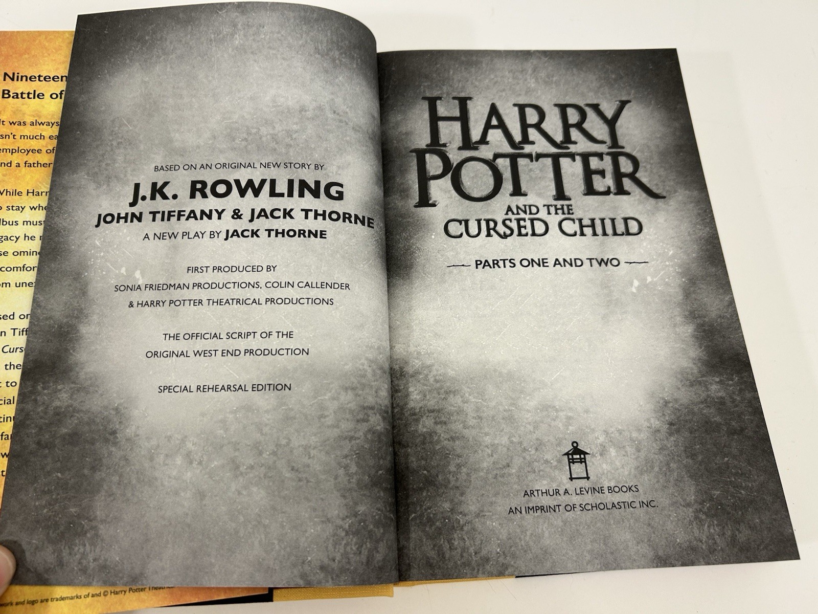 Harry Potter and the Cursed Child Special Rehearsal Ed. Script Parts 1&2 1st Ed.