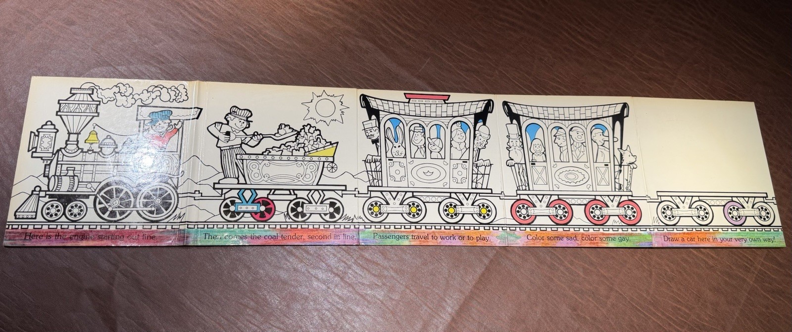 1980 Crayola Fold-A-Book Color & Re-Color Storybook…Train&Circus Parade #7301(C)