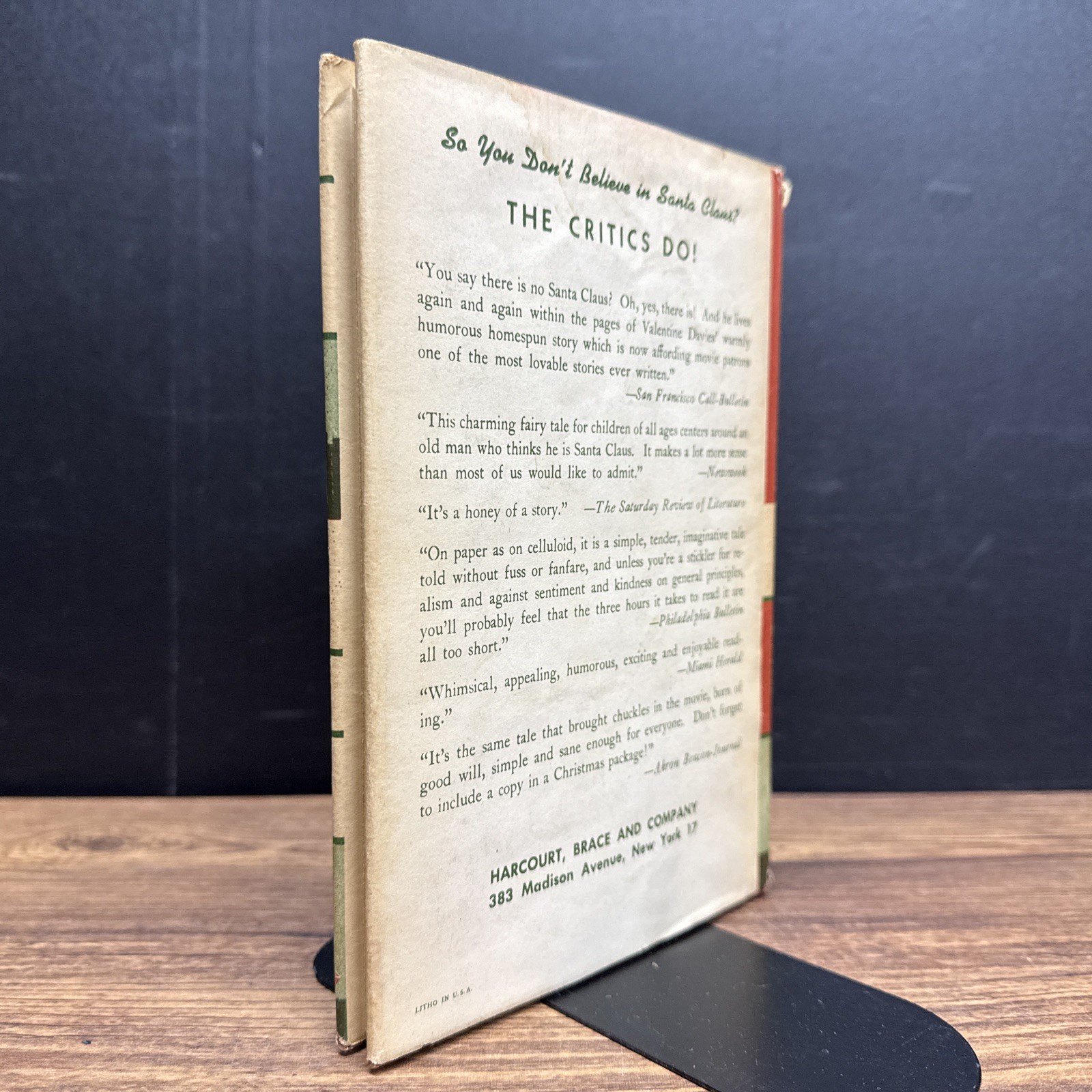 Miracle on 34th Street, Valentine Davies ~ Later Edition HC/DJ – 1947