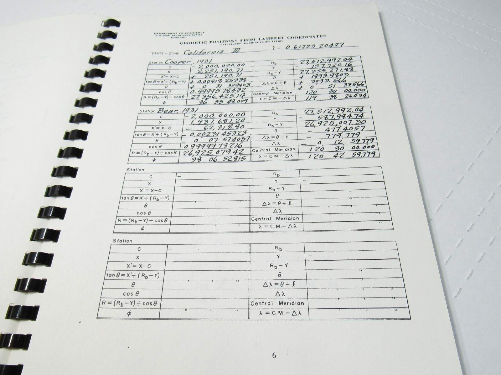 1978 Dept Commerce Plane Coordinate Projection Tables California