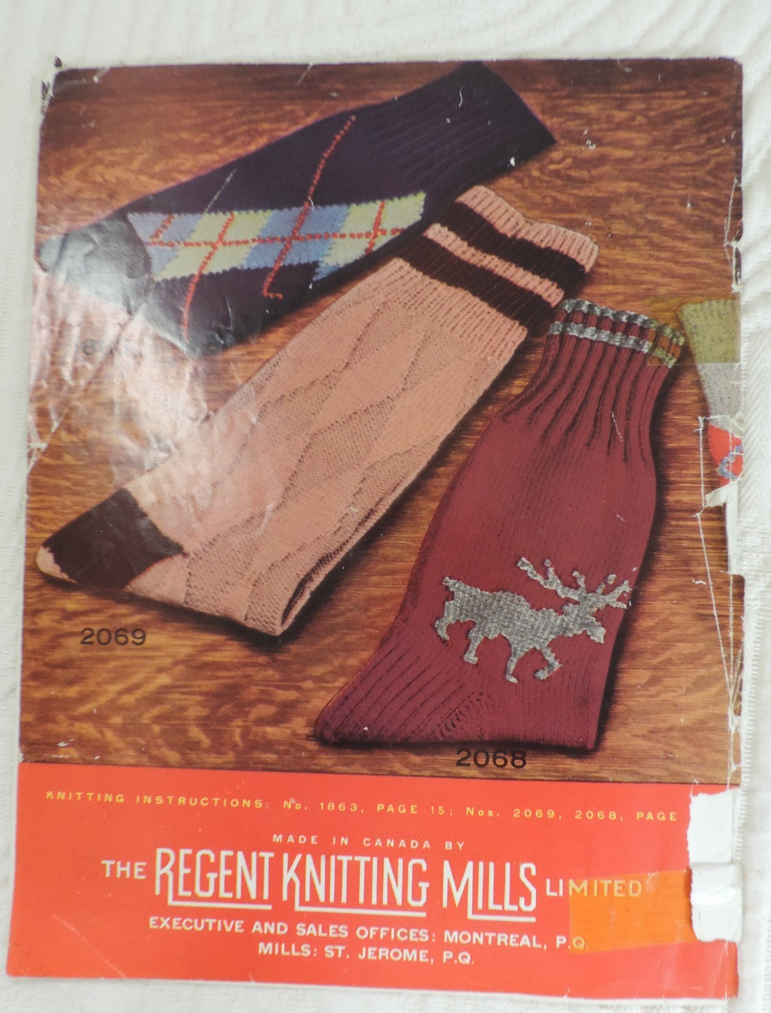 2 Knitting Socks Magazines #20/#340 Women/Men/Child Slippers/Sweater 1950s