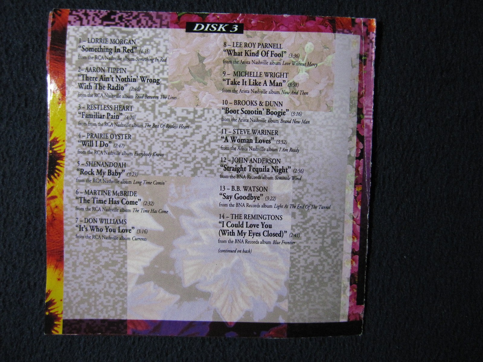 1992 The BMG Collection Volume 1 CD Insert Only for 3 Disc Set NO CD