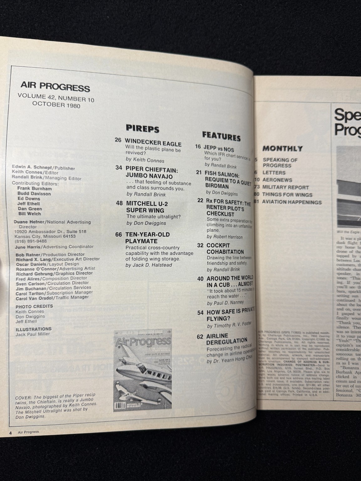 Air Progress Aviation Magazine October 1980 Piper Chieftain Navajo Ultralight