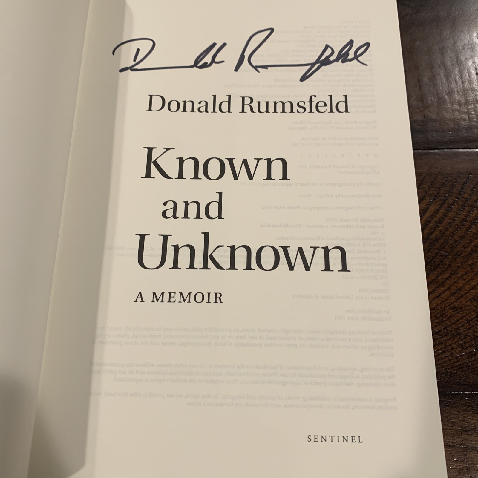 Known and Unknown : A Memoir by Donald Rumsfeld – SIGNED First Edition – HC/DJ