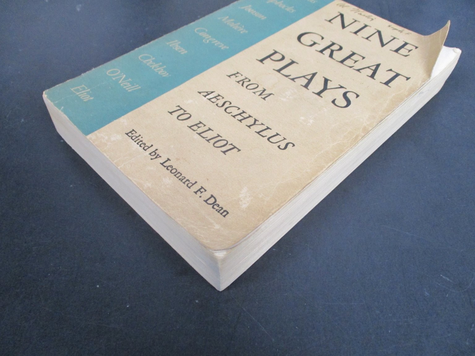 Nine Great Plays Aeschylus to Eliot Leonard F Dean 1950 Harcourt Brace Drama
