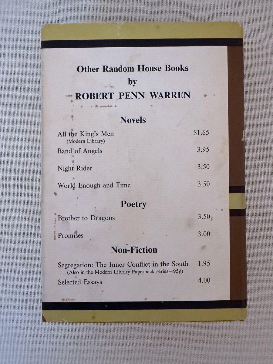 Vintage At Heaven’s Gate Robert Penn Warren 1959 Random House Reissue Hardcover