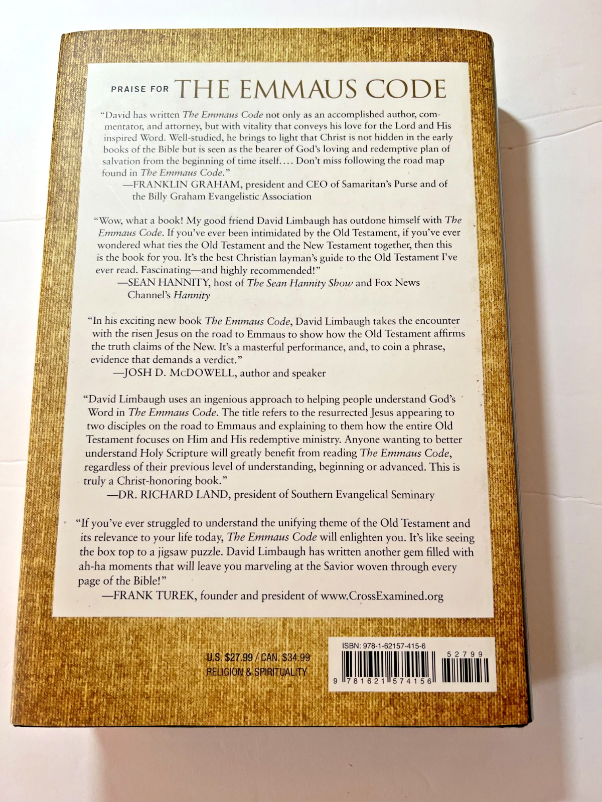 The Emmaus Code: Finding Jesus in – Hardcover, by Limbaugh David