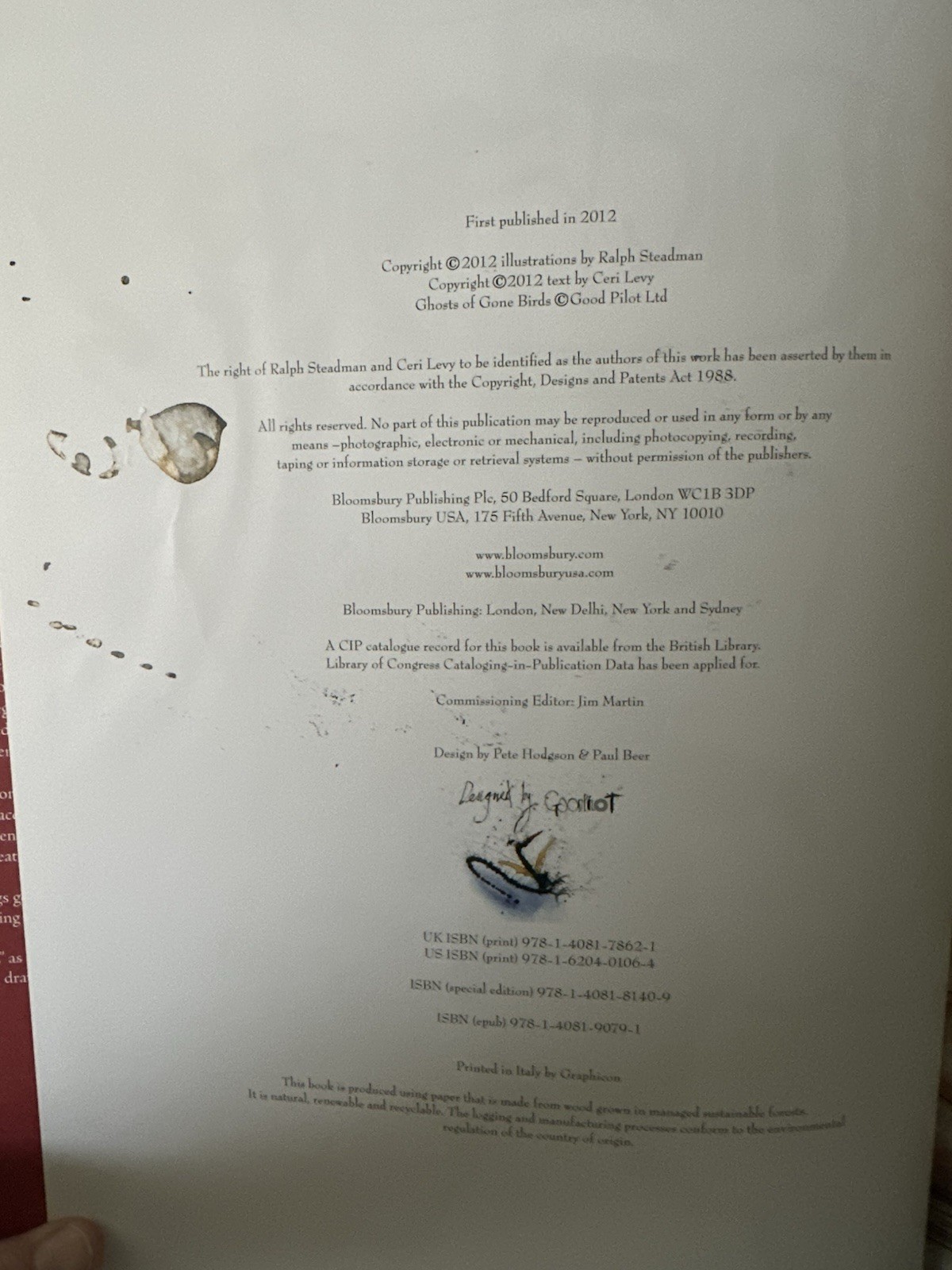Ralph Steadman EXTINCT BOIDS Hardcover Book Double Signed + Doodle 14” X 10”