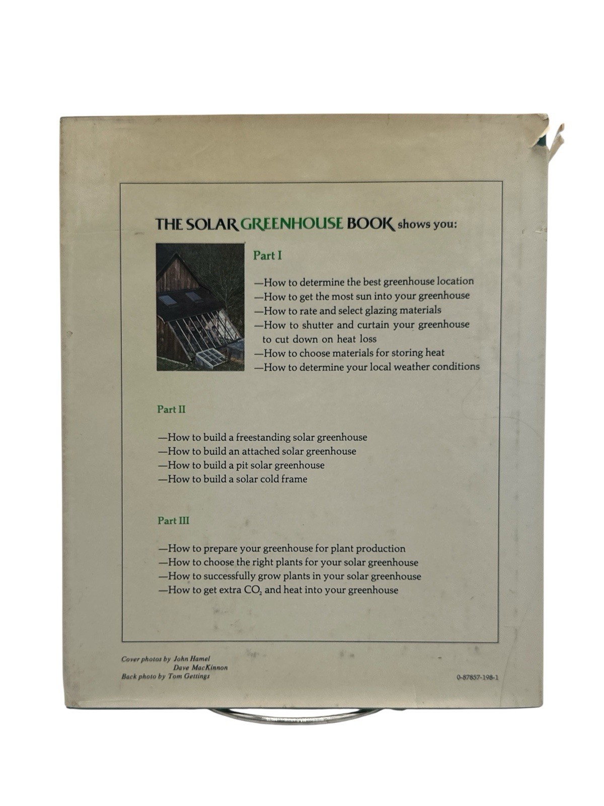 BOOK-“The Solar Greenhouse Book” 1978 James McCullagh Illustrated 328 Pages -A1