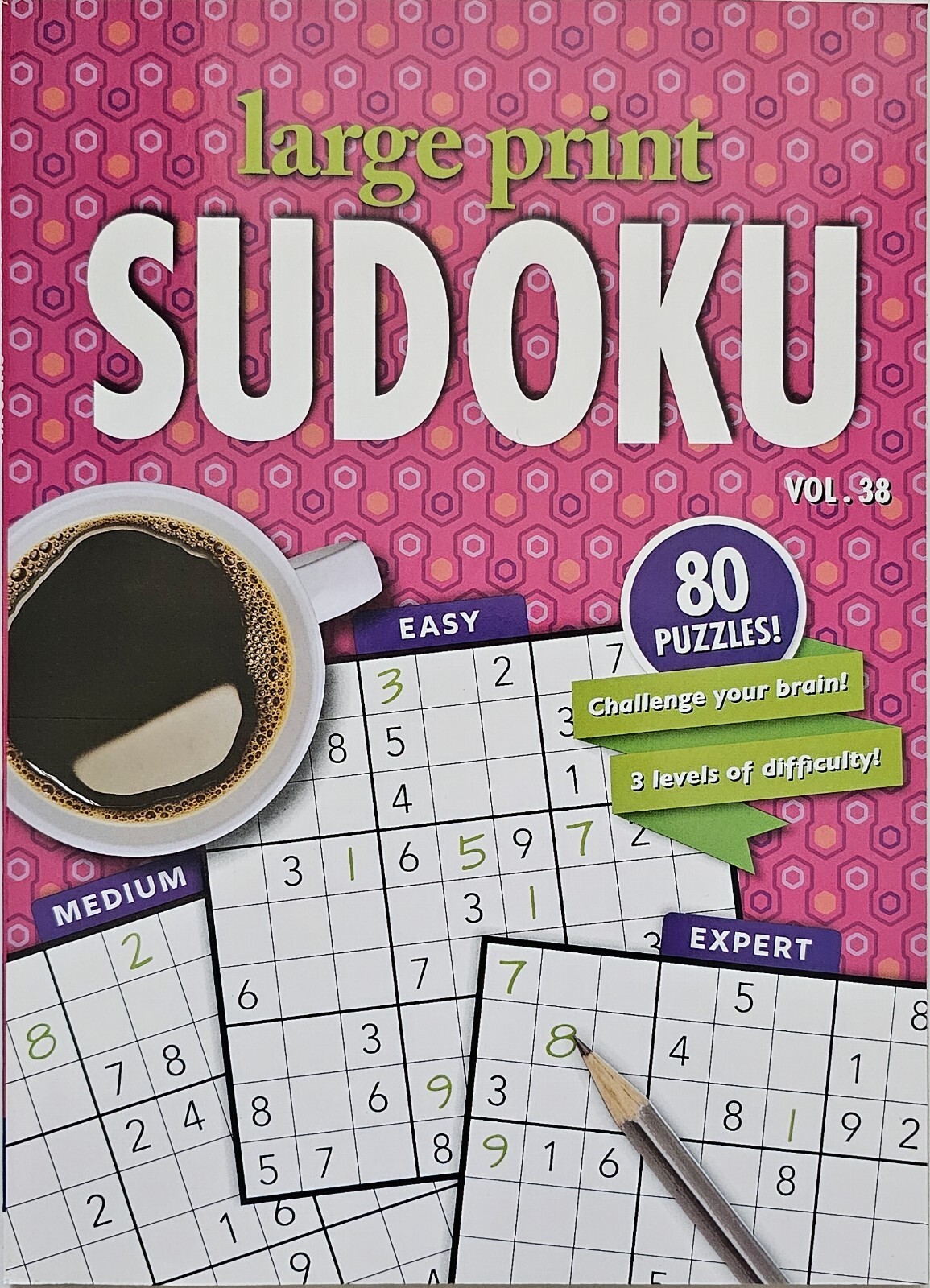 4 New Large Print Sudoku PAPP Puzzle Books Vol# 35-38 Games Entertain Hobbies