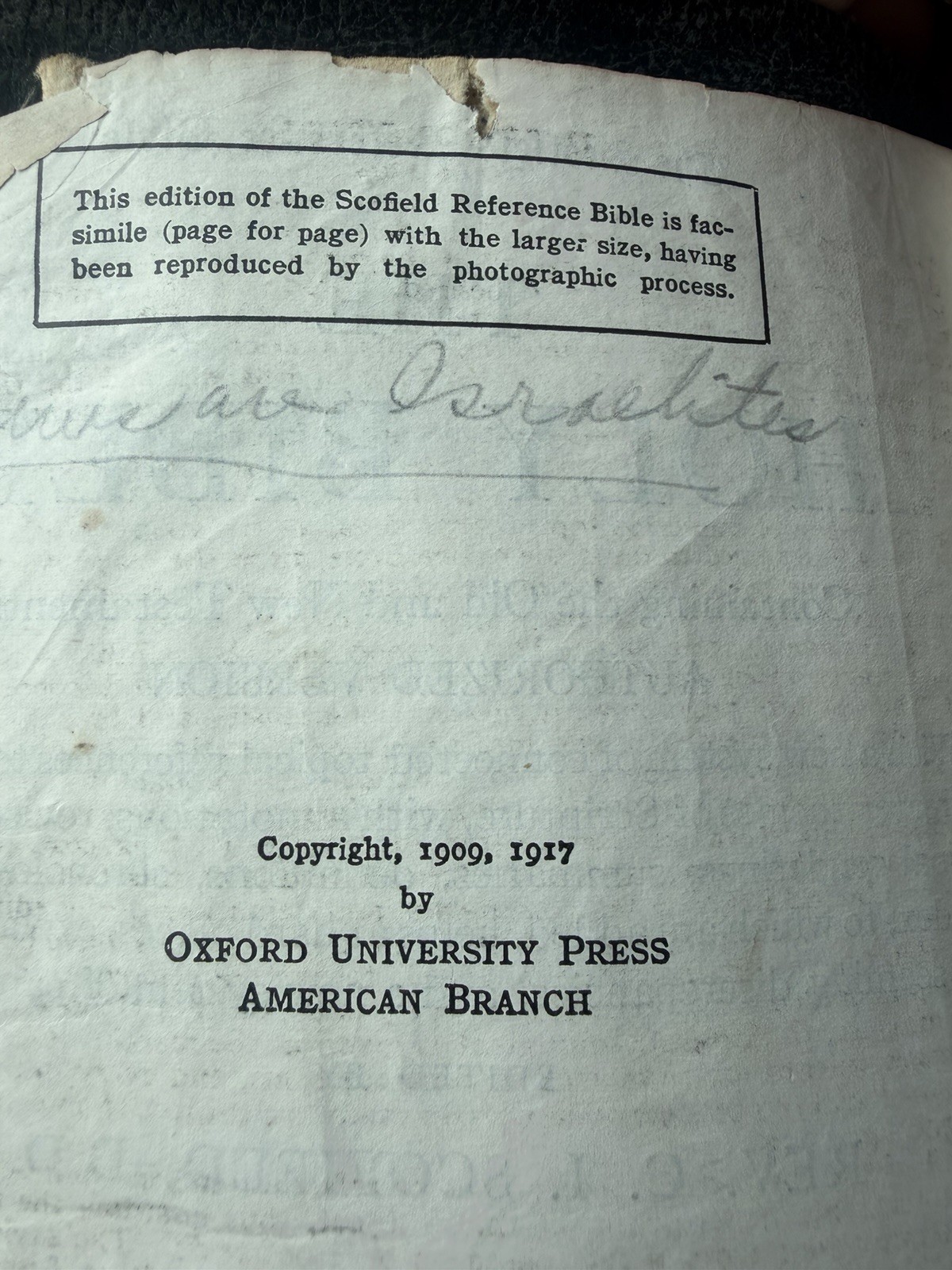 Holy Bible Scofield Reference Ed Oxford Univ 1917 Leather Family Notes w Flaws