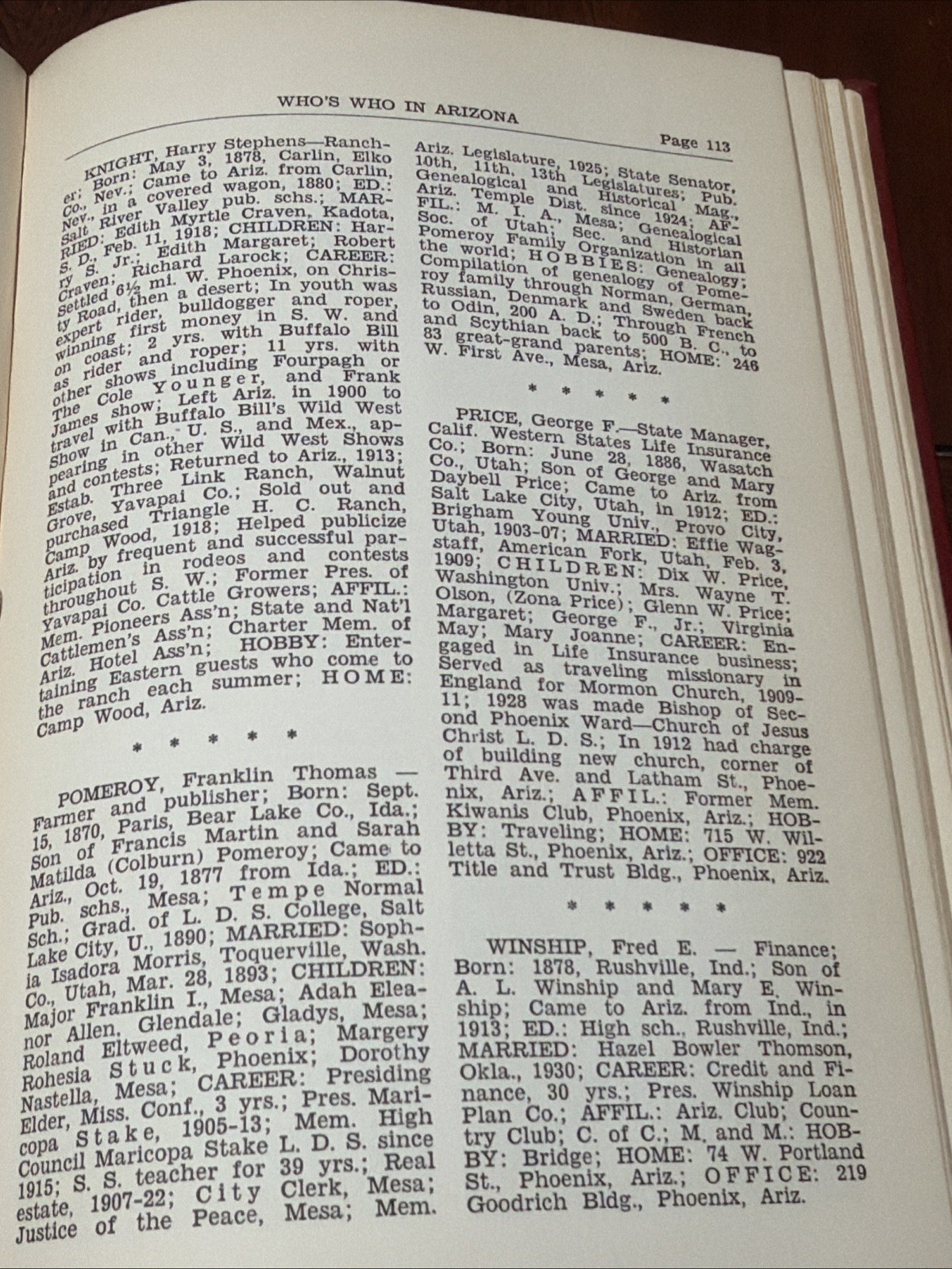 Who’s Who in Arizona, 1938-1940 HC Leeper & House B-4626