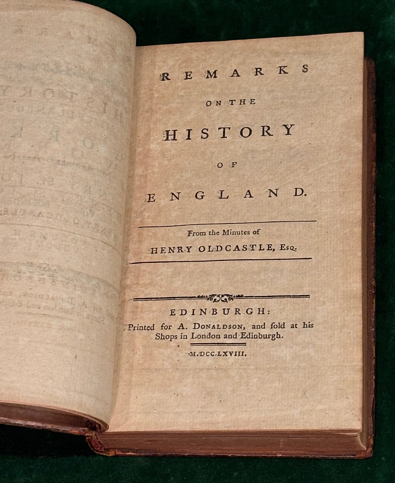 BOLINGBROKE. Miscellaneous Works. 4 vols. 12 mo. Full calf. Edinburgh, 1768