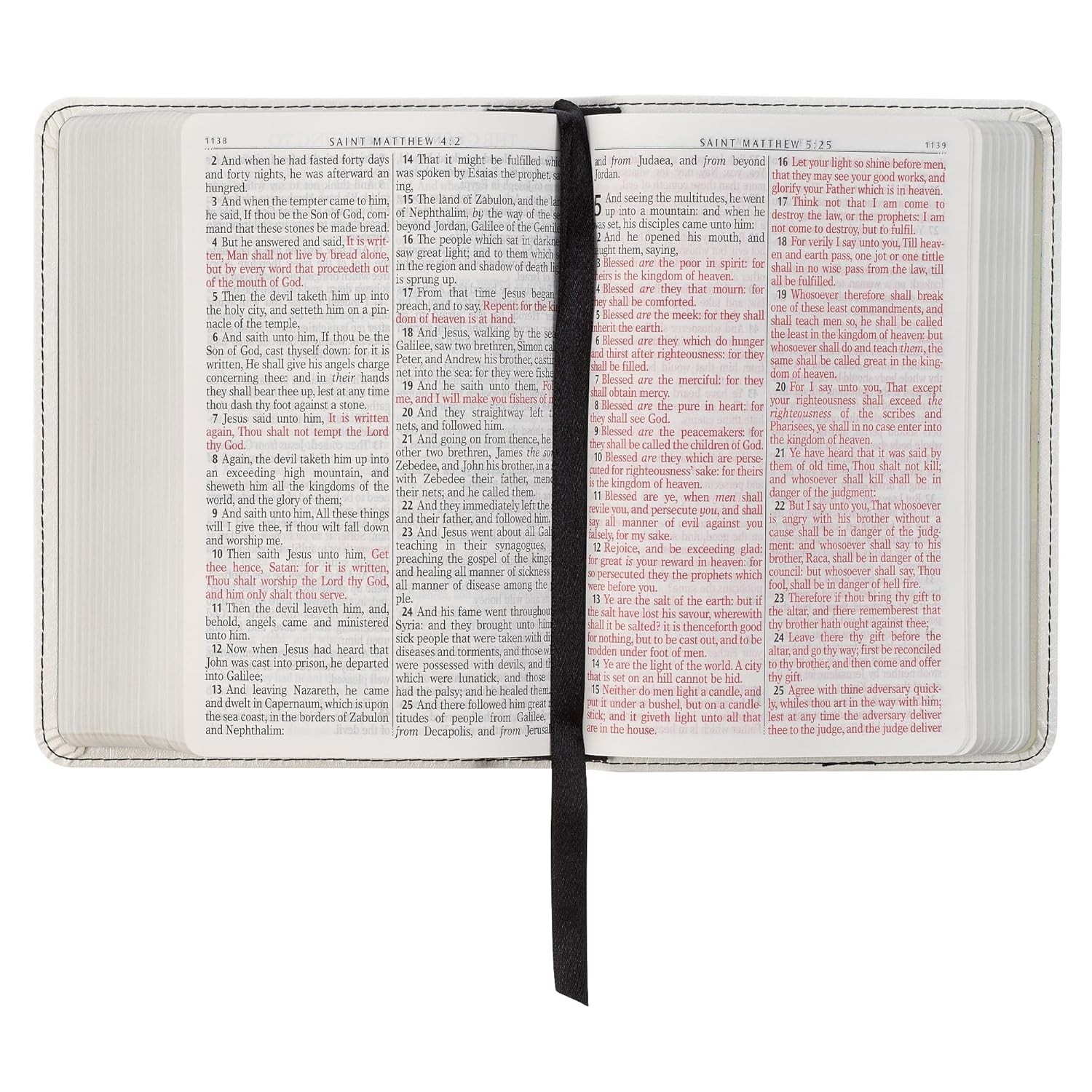 Holy Bible Compact Large Print Vegan Leather Red Letter Edition – Ribbon Marker