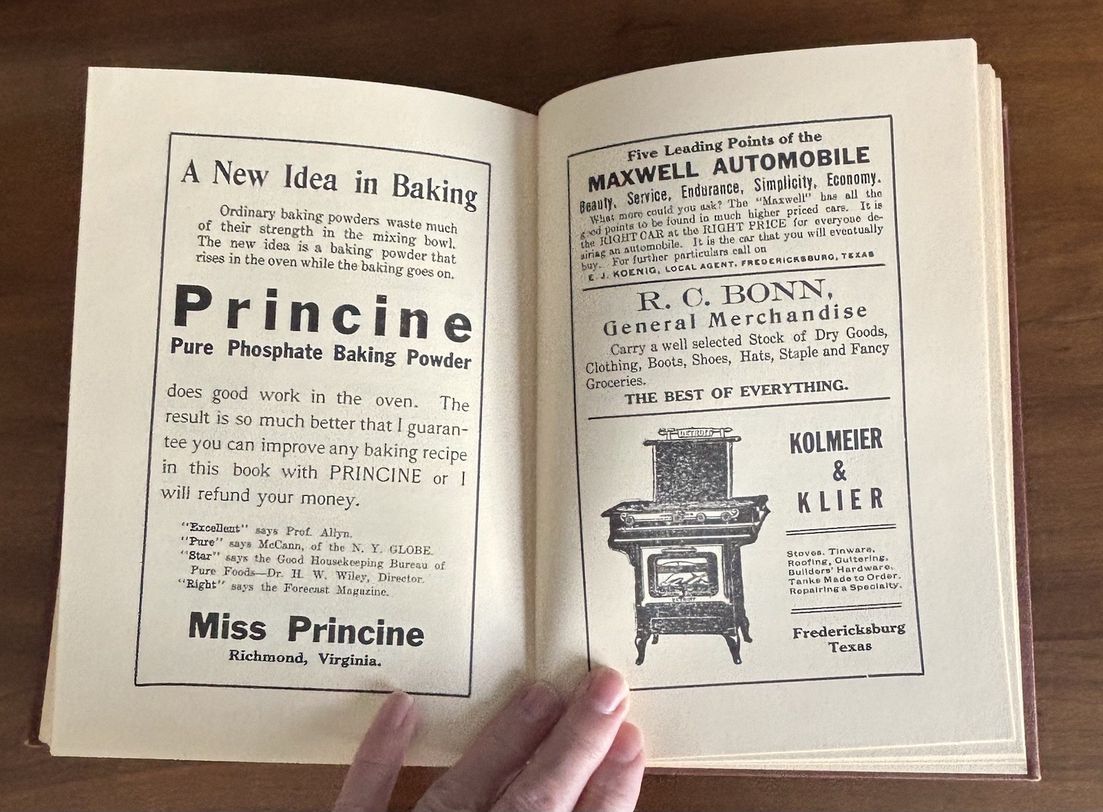 Fredericksburg Home Kitchen Cook Book by Anonymous (1916 Trade Paperback)