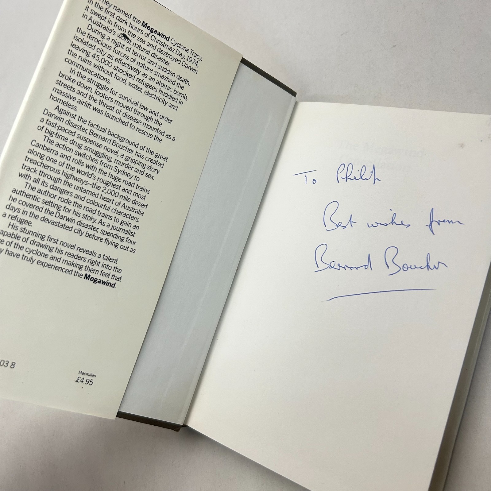 The Megawind Cancellation by Bernard Boucher 1979 1st ed Signed Cyclone Tracy