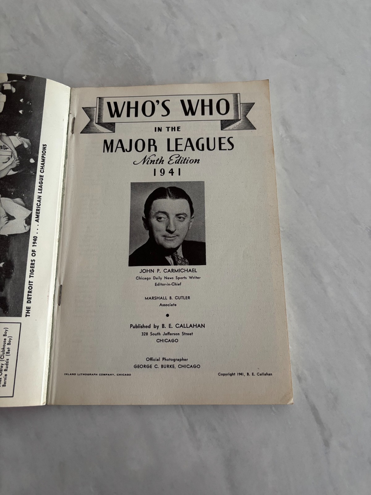 1941 “Who’s Who in the Major Leagues Baseball” -9th Edition; 127 complete pages