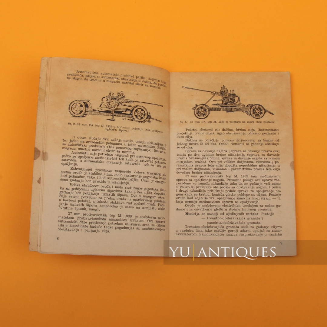 FNRY Federal People Republic Of Yugoslavia Book Rule 37mm Anti Aircraft Gun 1939