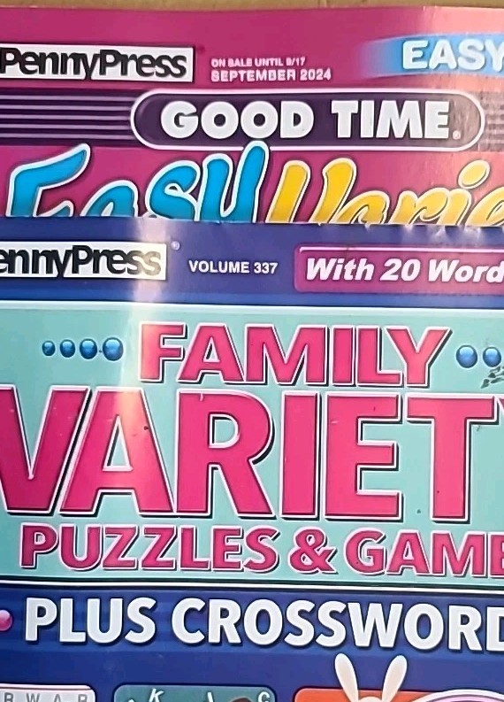 Lot of 6-5 PP GOOD TIME Easy/Fun VARIETY PUZZLES +1 Family Variety Puzzles/Games