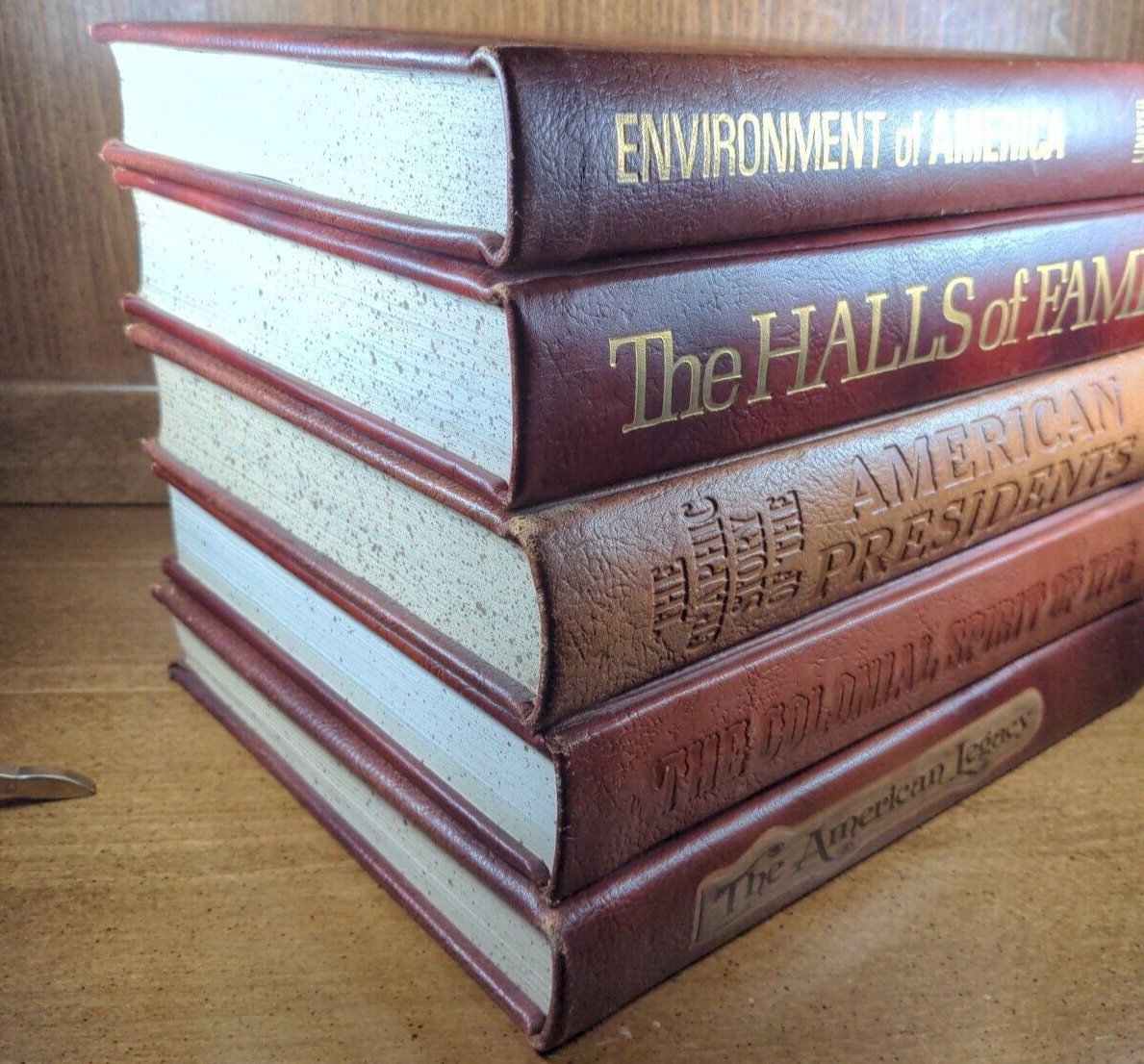 Lot of 5 Vtg American History Culture Books Leather J.G. Ferguson Publishing Co.