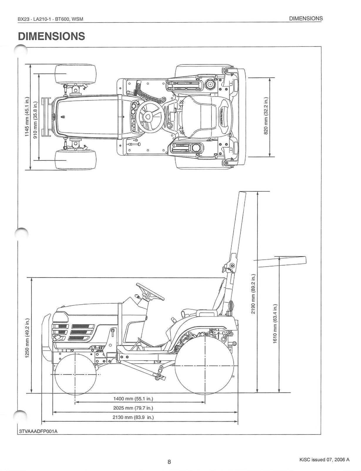 KUBOTA BX23 LA210-1 Loader BT600 Backhoe WORKSHOP MANUAL – STEEL SPIRAL BOUND