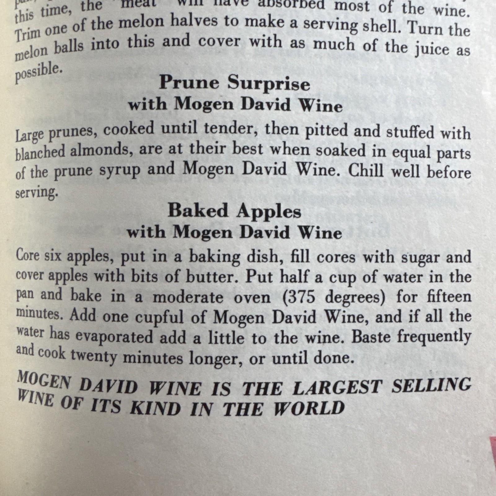 Vintage Mogen David Wine Booklet Promotional Recipes, Cookbook 42 Pages 5×7