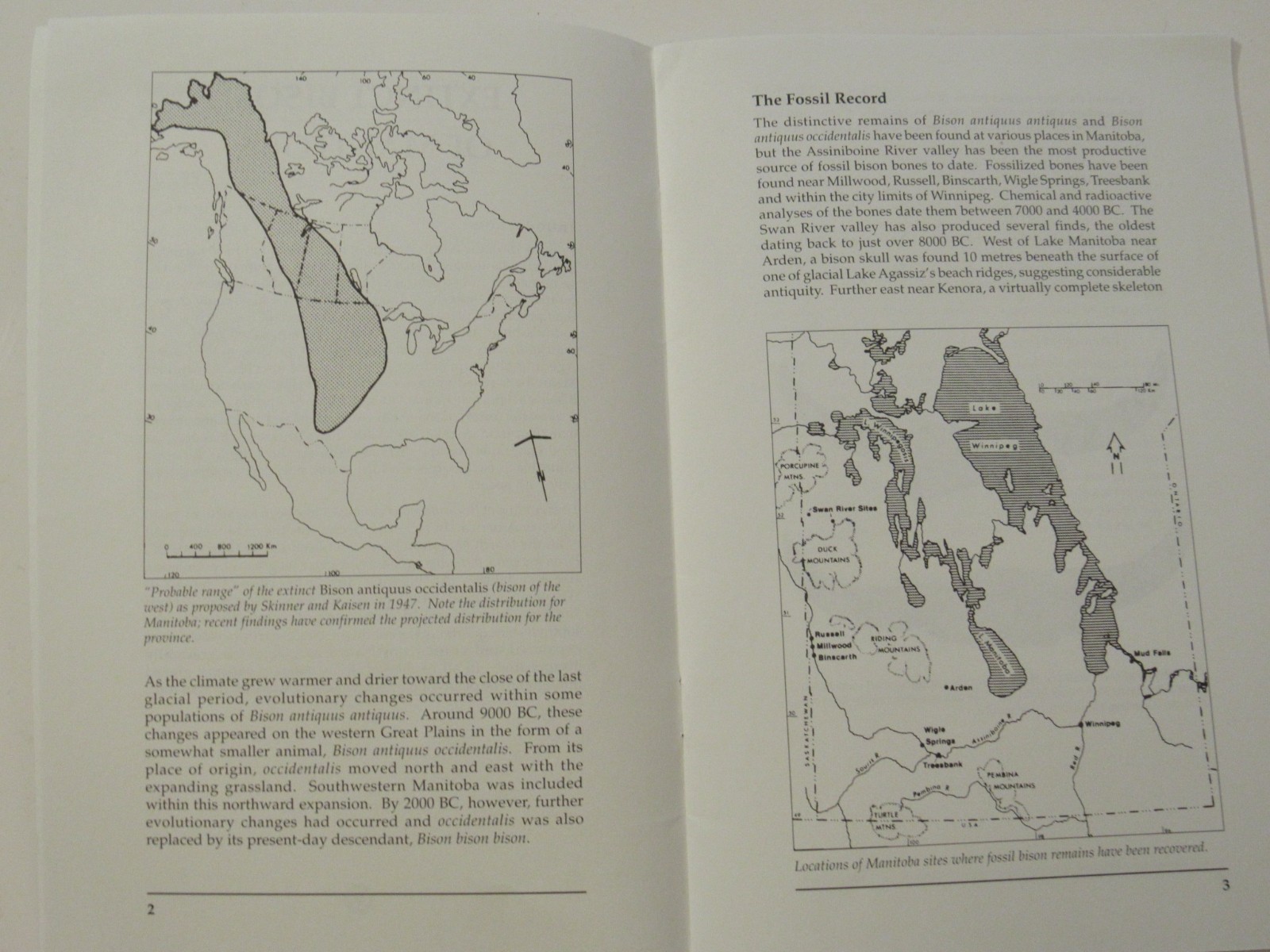 EXTINCT BISON OF MANITOBA – In English & French – 20 pages – 1996 – Canada