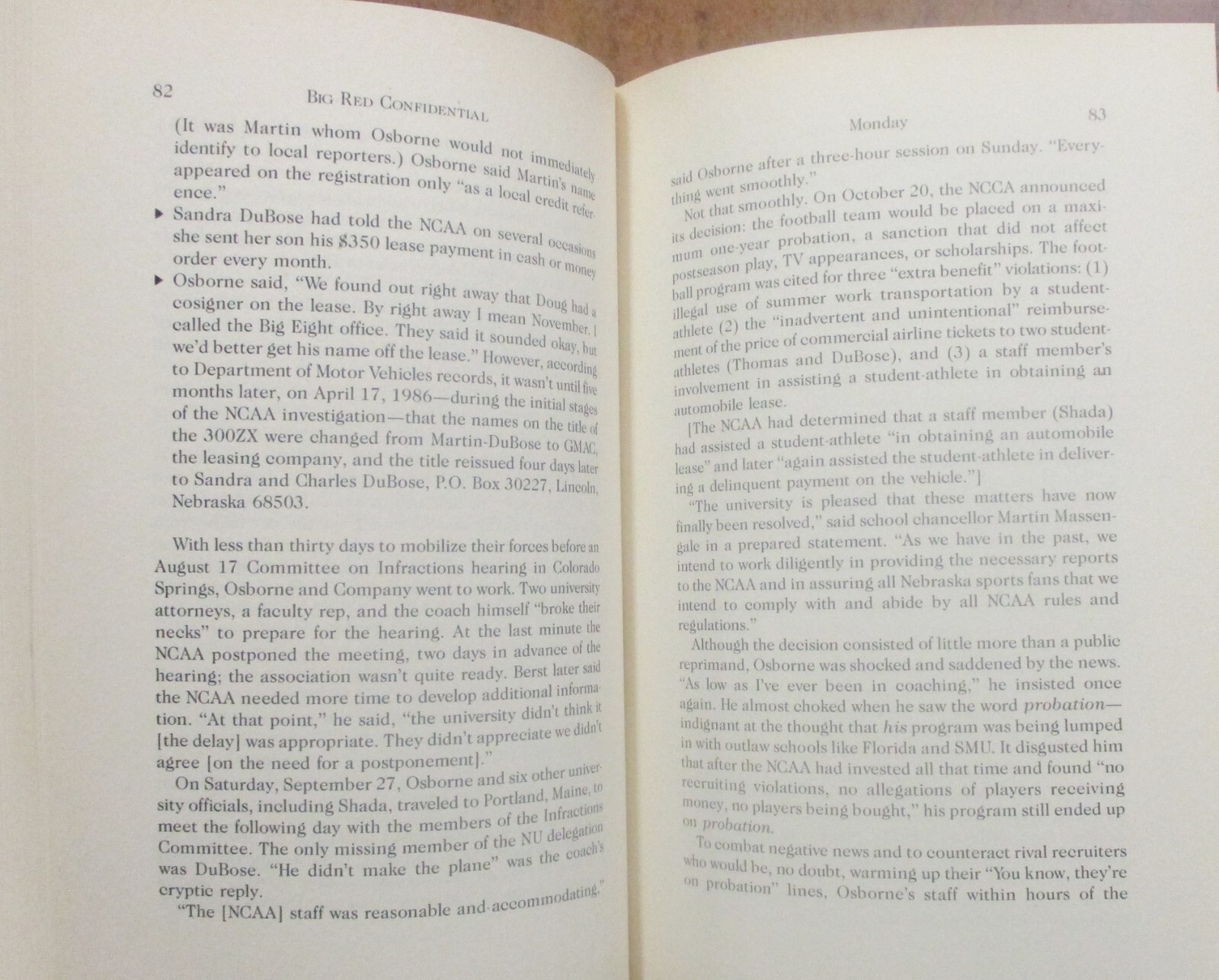 “Big Red Confidential” Inside Nebraska Football – Hardcover Book (1989)