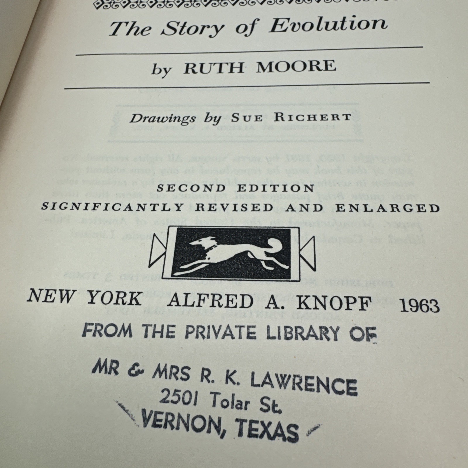 Man Time and Fossils The Story of Evolution Ruth Moore Second Edition 1963 Knopf