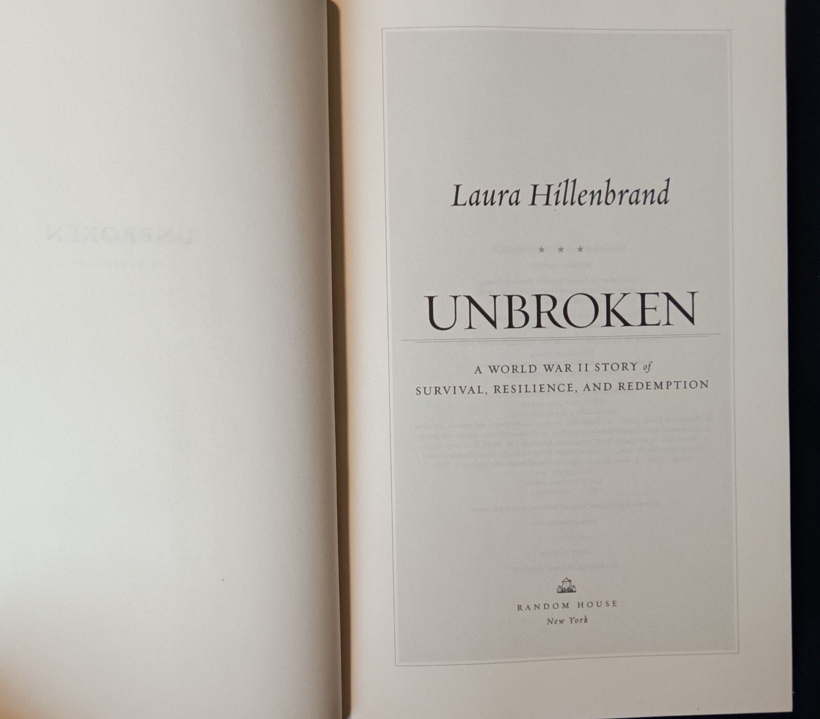 UNBROKEN by Laura Hillenbrand (2010) NEW 1ST / 1ST FINE UNREAD HARDCOVER