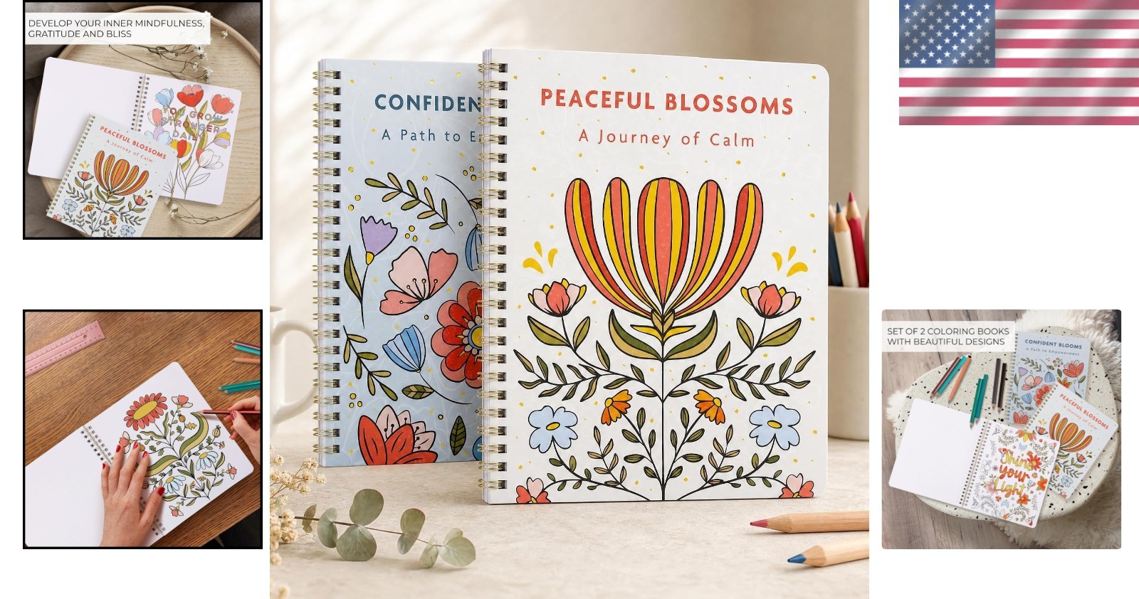 Relax and Create: Adult Coloring Book Set for Mindfulness & Joy – Women’s Gift