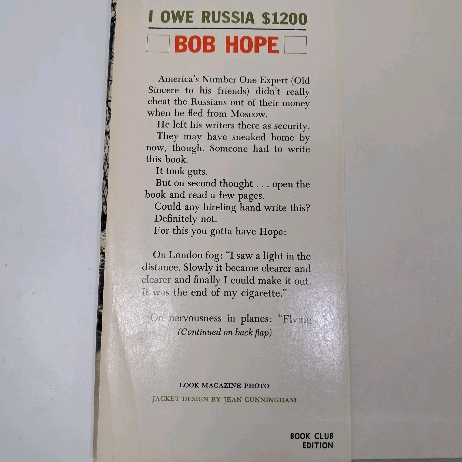 1963 BOB HOPE I Owe Russia $1200 1st Edition Hardcover Book W/ Dust Jacket Vtg