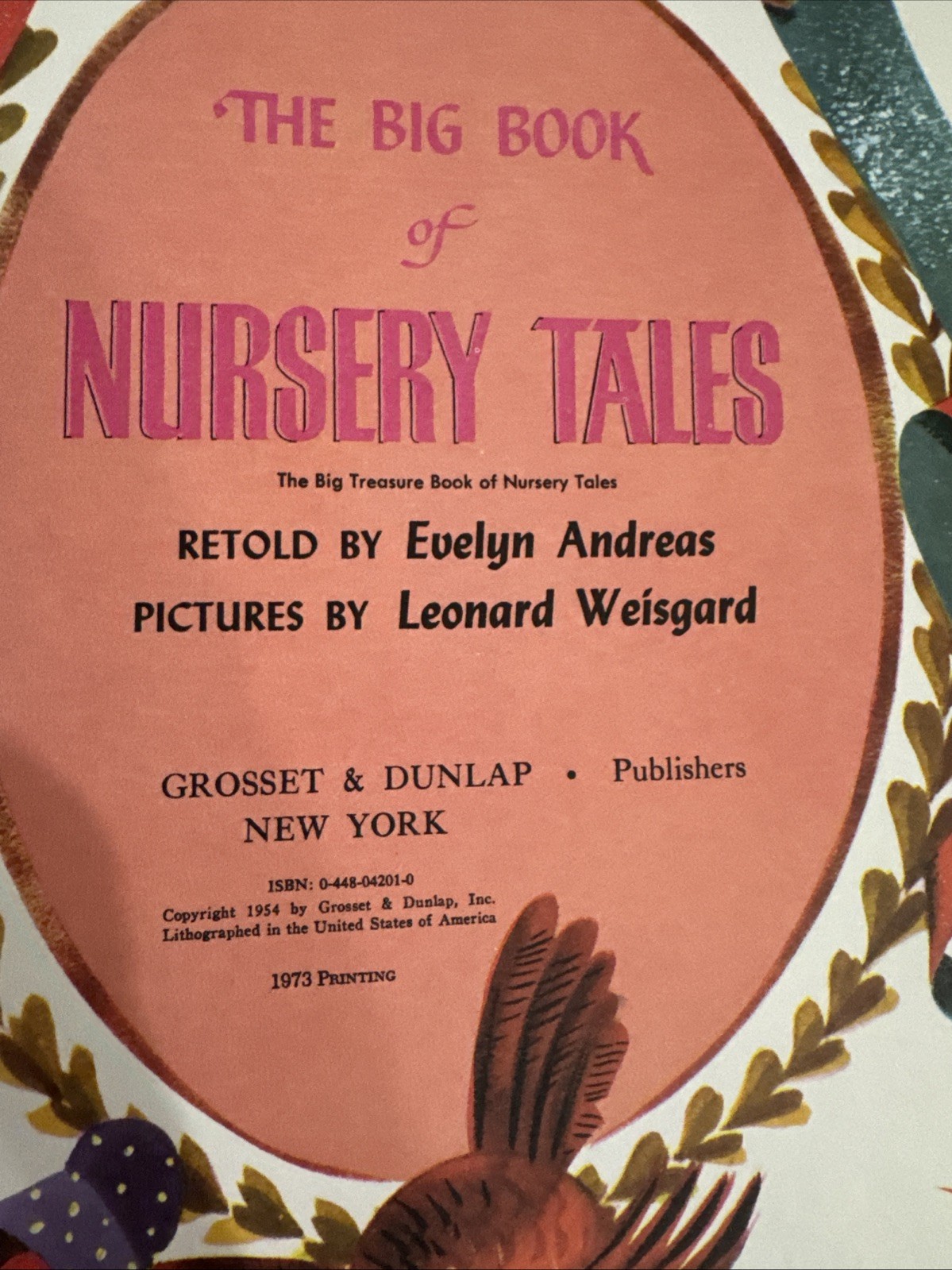 The BIG Book of NURSERY TALES Treaure 1973 hb Evelyn Andreas Leonard Weisgard VG