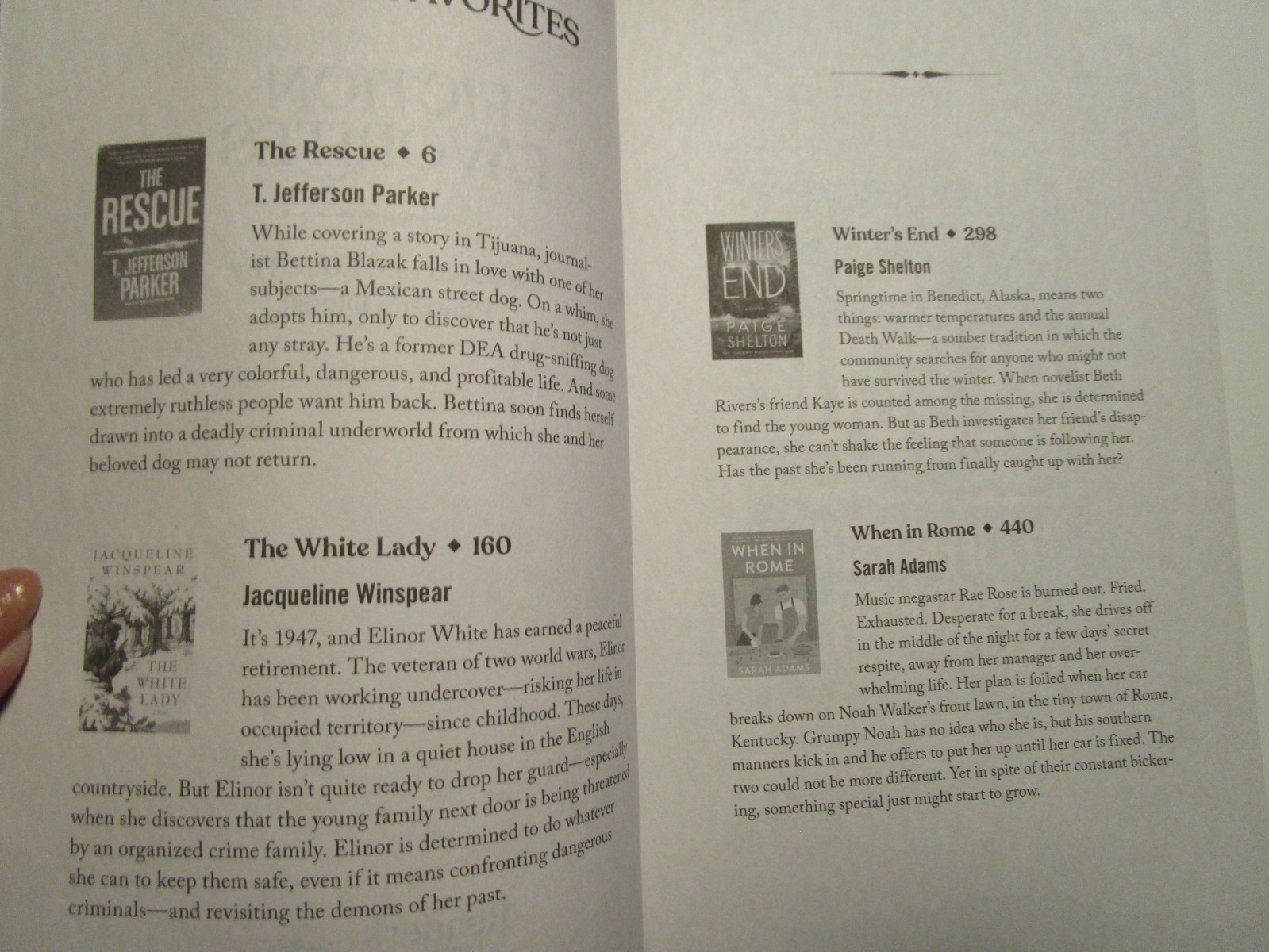 READERS DIGEST=FICTION FAVORITES=PAPER BACK=4 STORIES IN 1=2023=394 PAGES=NWOC