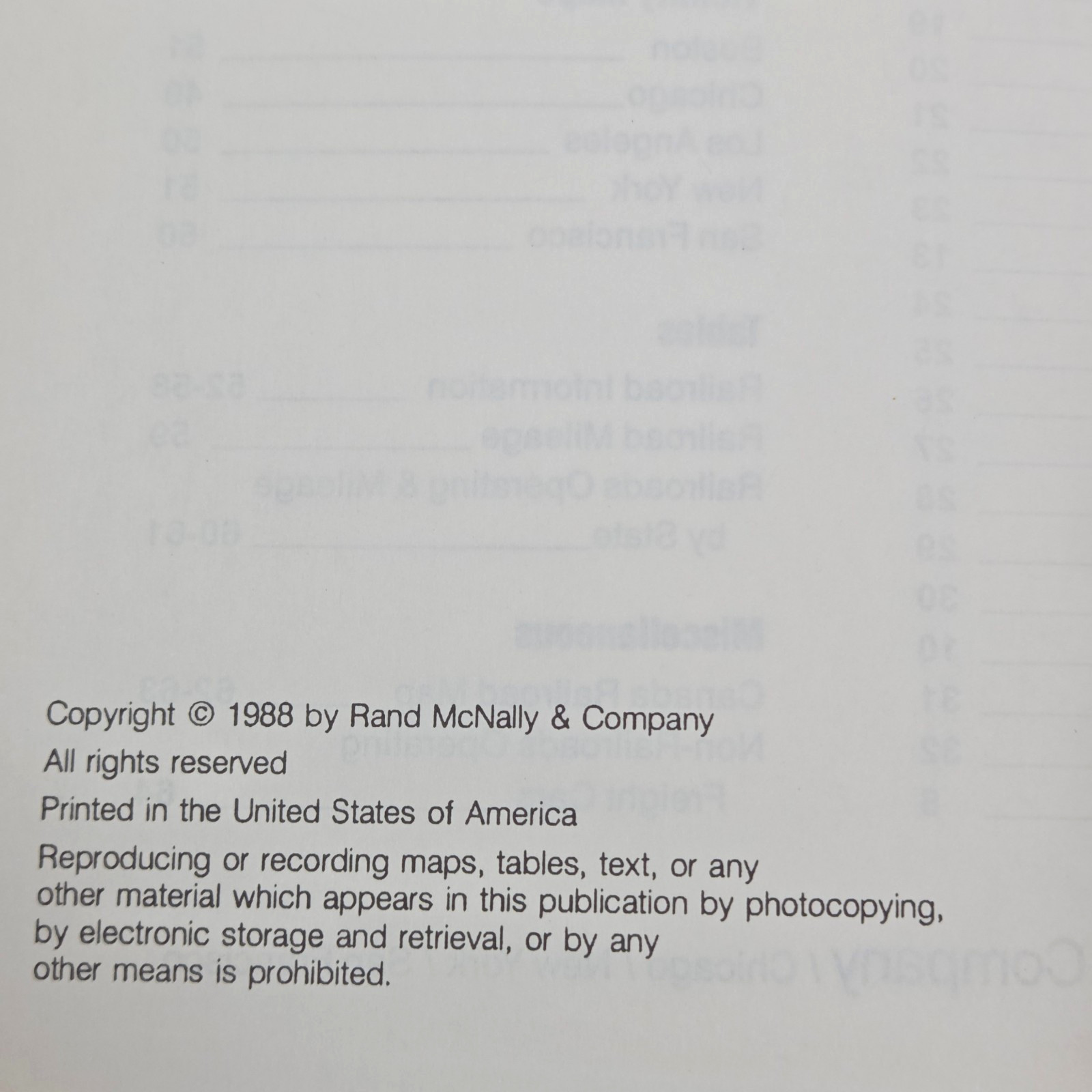 Handy Railroad Atlas of The United States Rand McNally 1988 Maps of 50 States