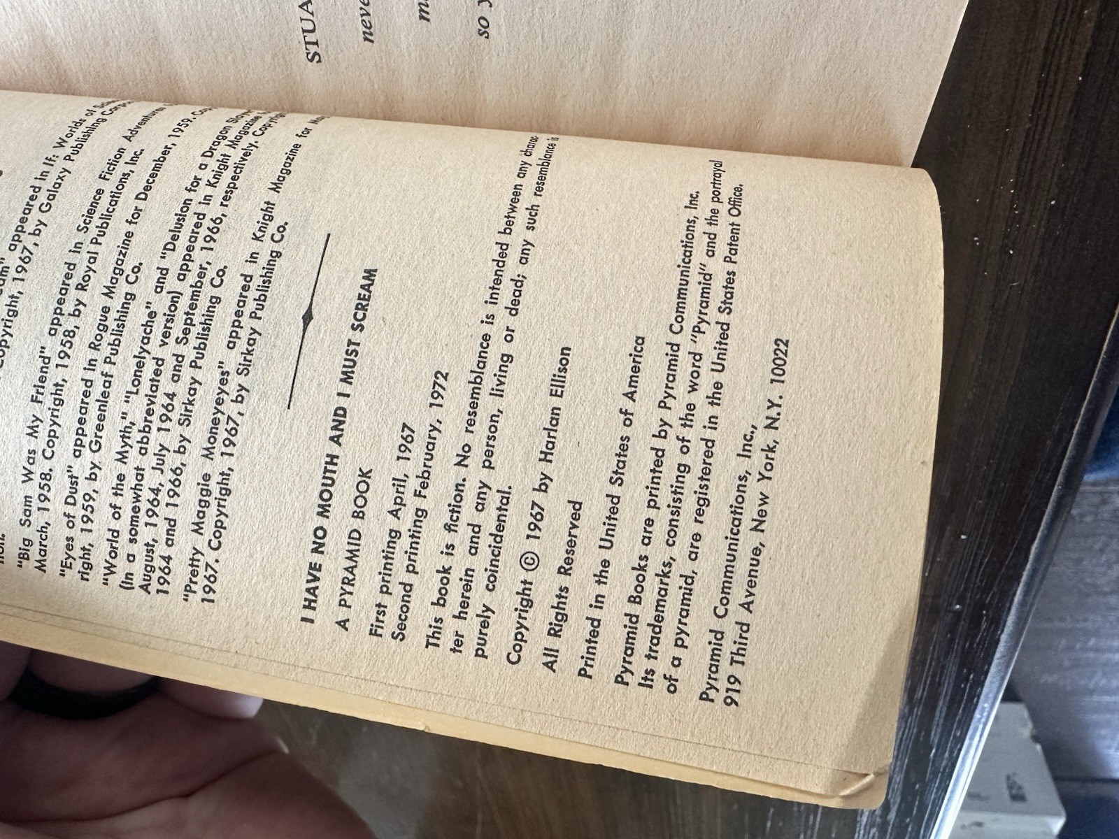 I Have No Mouth and I Must Scream by Harlan Ellison First Edition 2nd Print 1972