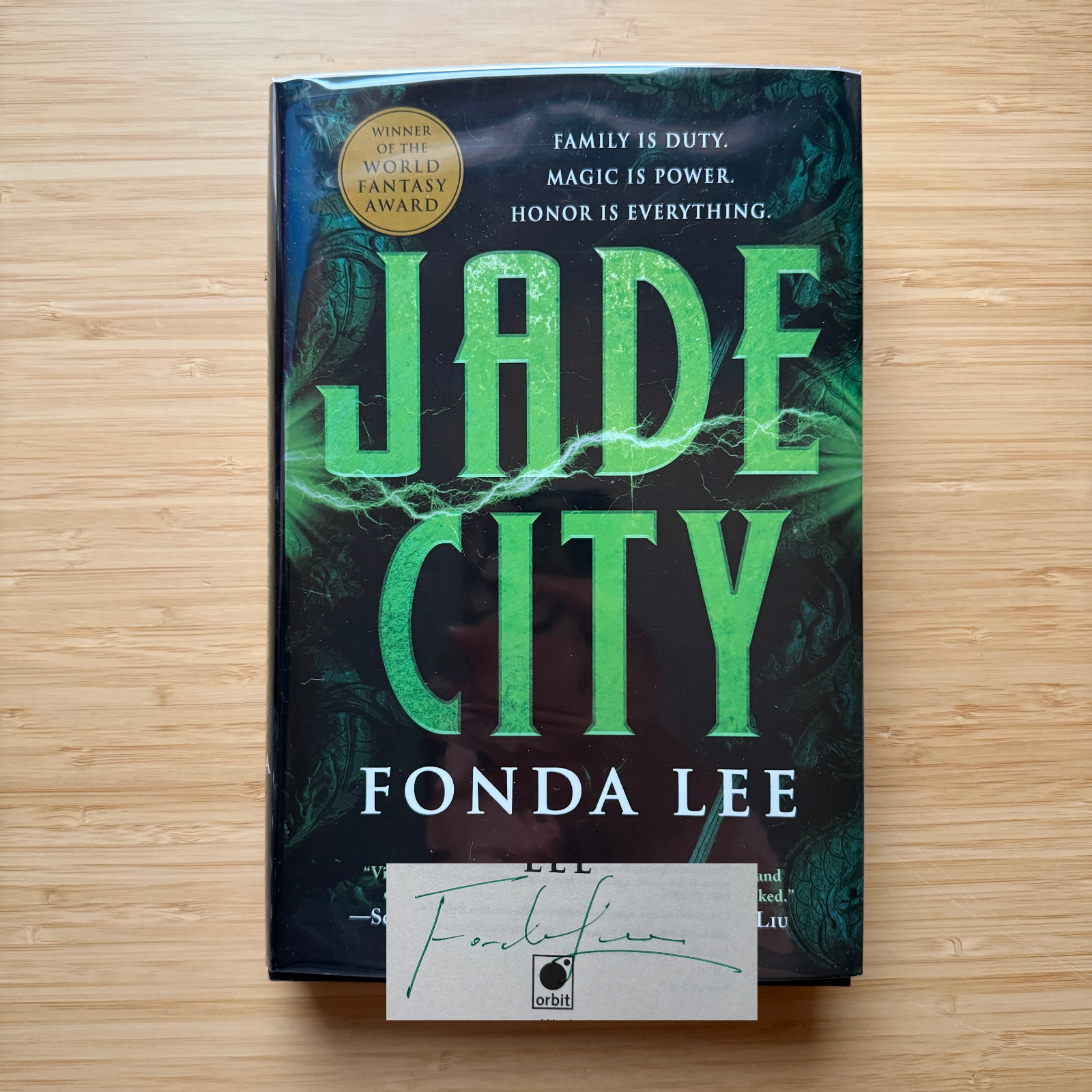 SIGNED Jade City by Fonda Lee Hardcover 1st Ed / Later Printing LIKE NEW