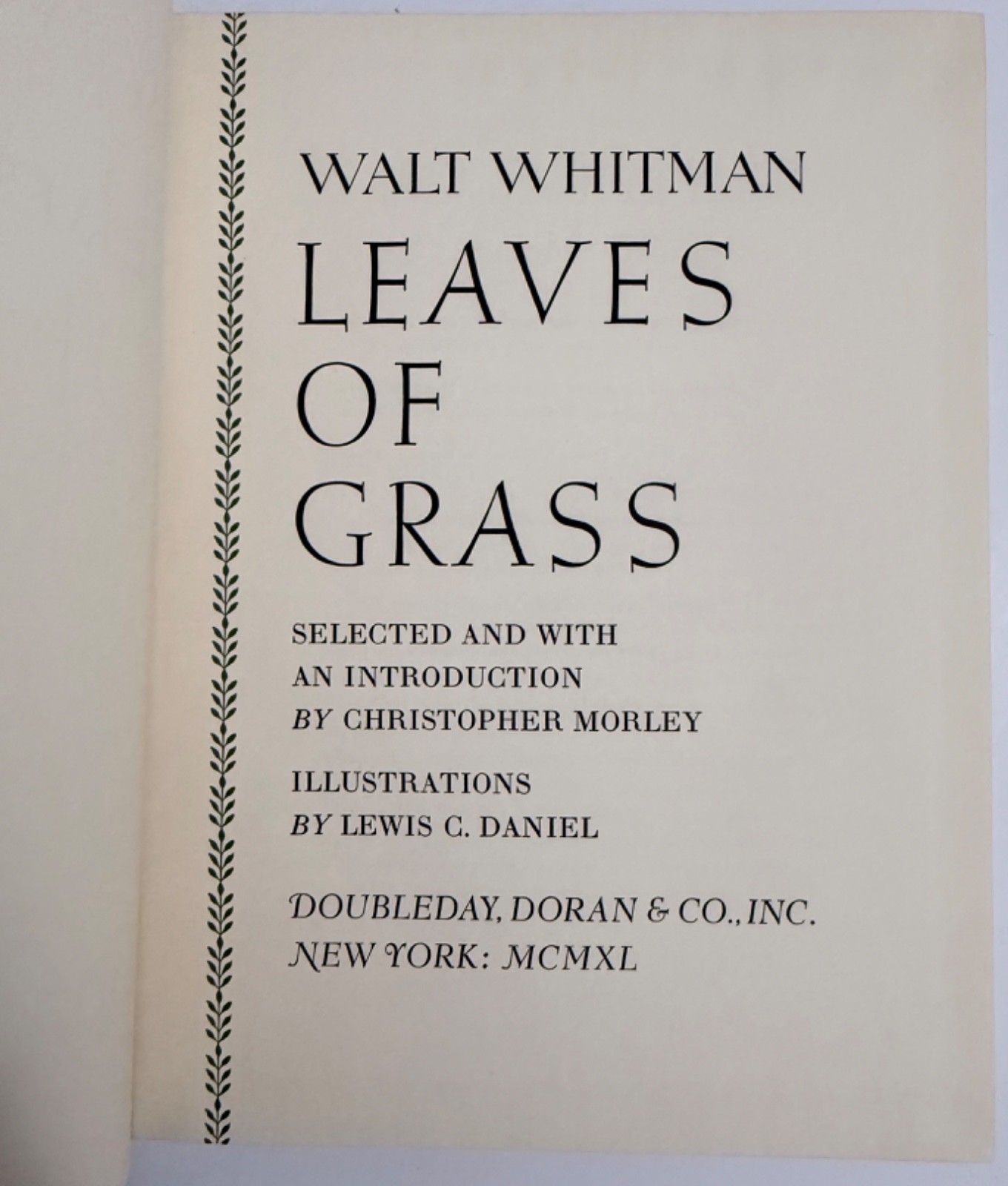 Leaves of Grass by Walt Whitman Illustrated by Lewis Daniel 1940 HC & Slipcase