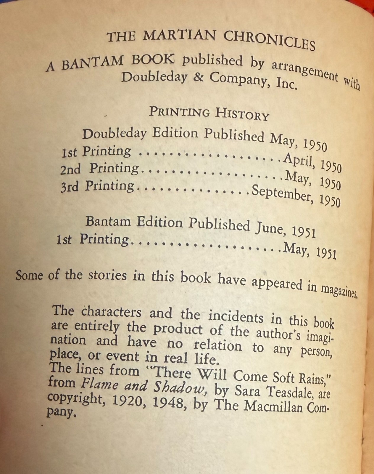 The Martian Chronicles by Ray Bradbury – 1951 Bantam 886
