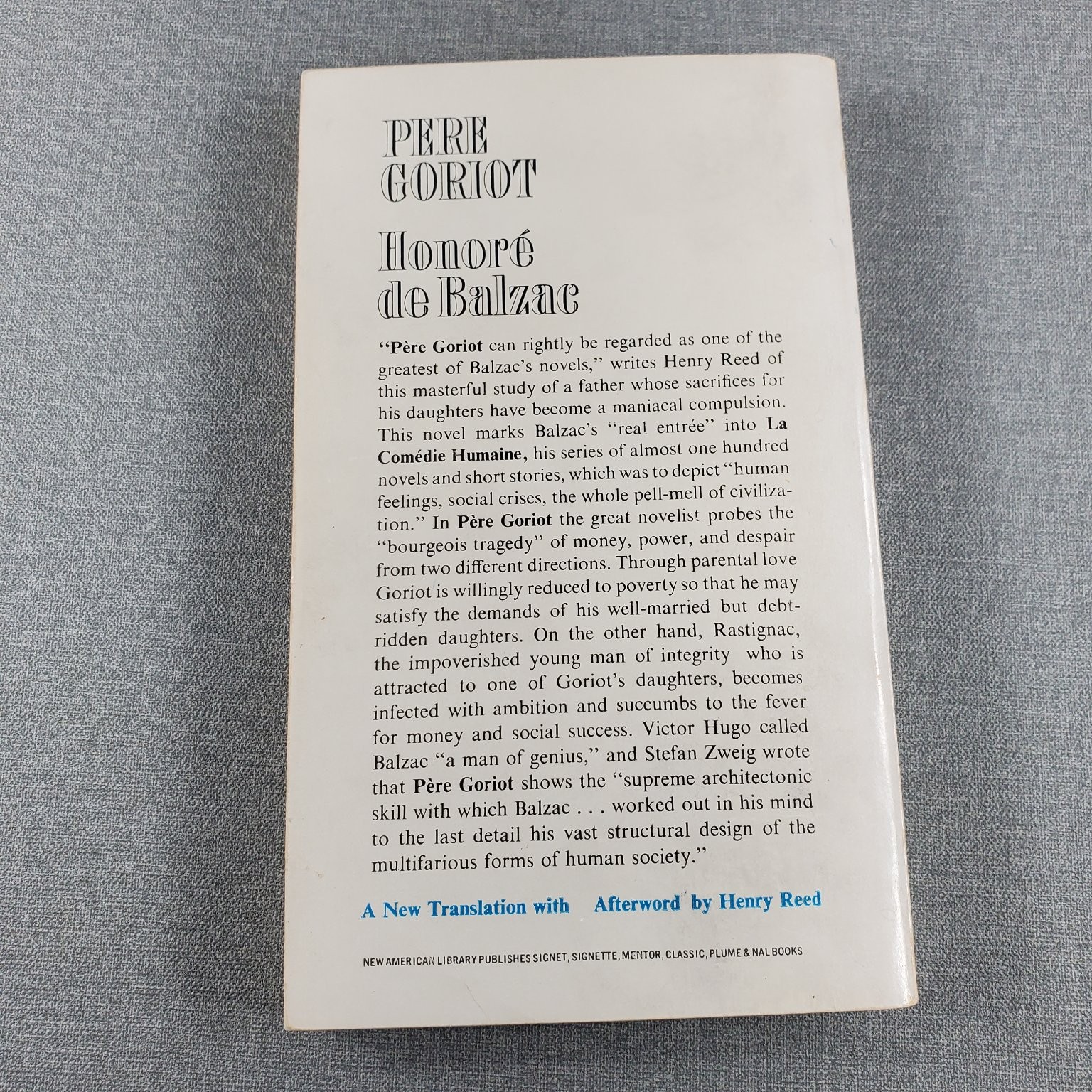 Pere Goriot Honore de Balzac 1962 Fourth Printing Signet Classic