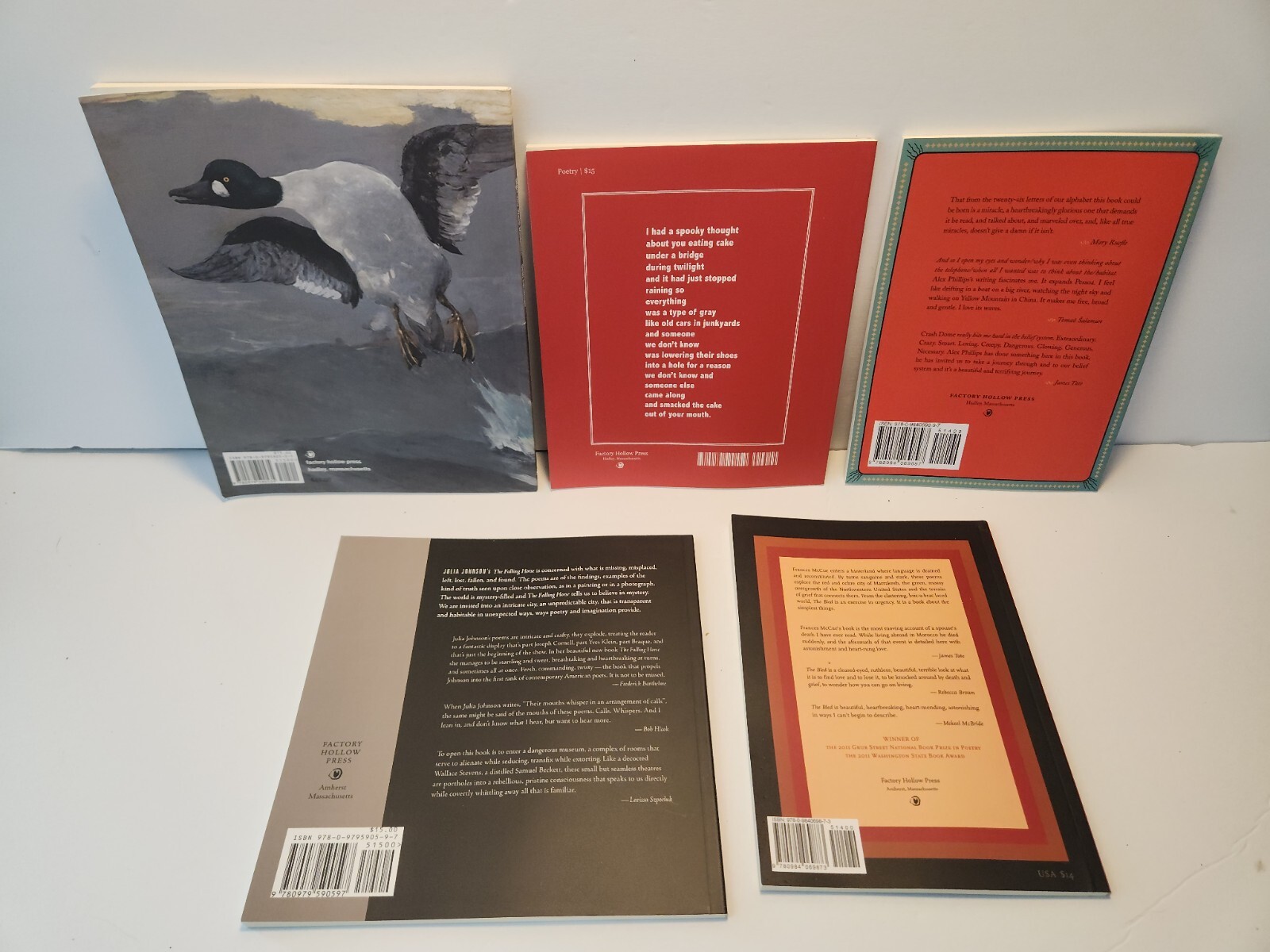 Lot of 5 poetry ~ FACTORY HOLLOW PRESS ~ Bled Falling Crash Russian Mistaken