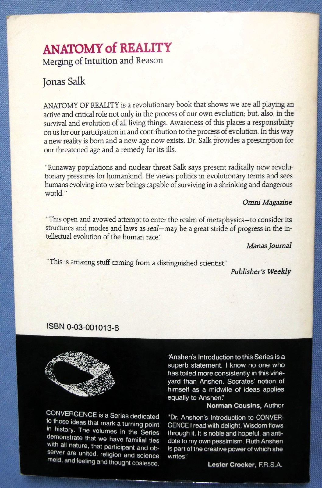 Anatomy of Reality : Merging of Intuition and Reason by Jonas Salk (1984, Trade