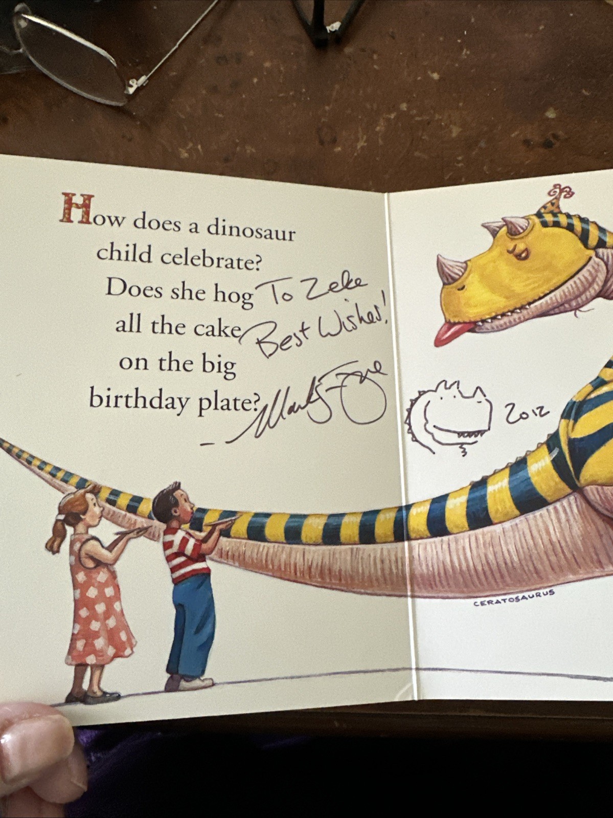 SIGNED How Do Dinosaurs Say Happy Birthday? board book Jane Yolen Mark Teague