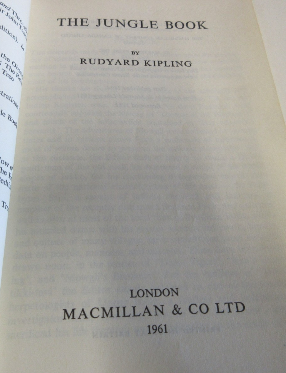 The Jungle Book – Rudyard Kipling – Vintage Paperback Classic – 159 Pages – 1961