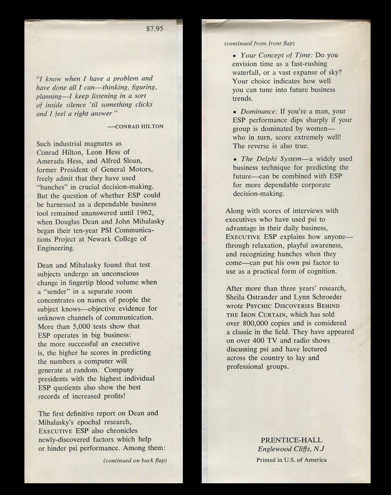 Executive ESP How Businessmen Employ ESP on a Practical Basis by Dean, Mihalasky