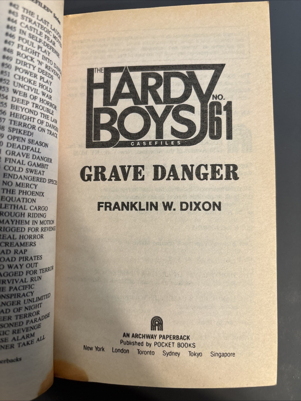 1990s-2000s The Hardy Boys Book Lot #61 & 160, Grave Danger, A Game Called Chaos