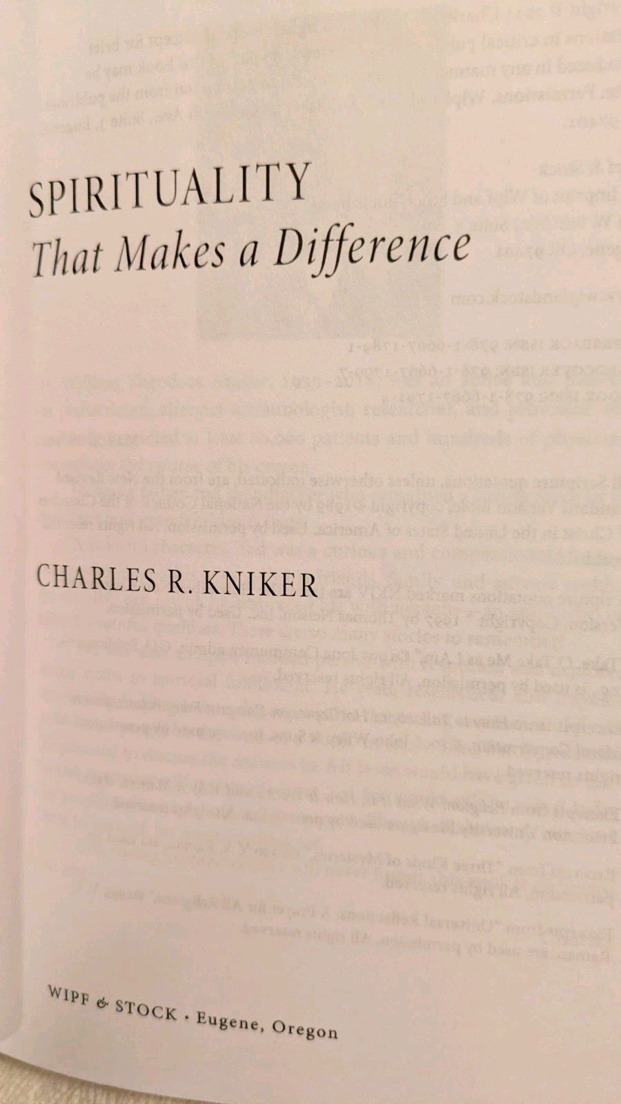 Charles Kniker, SPIRITUALITY THAT MAKES A DIFFERENCE, 2022, PB, Wipf & Stock