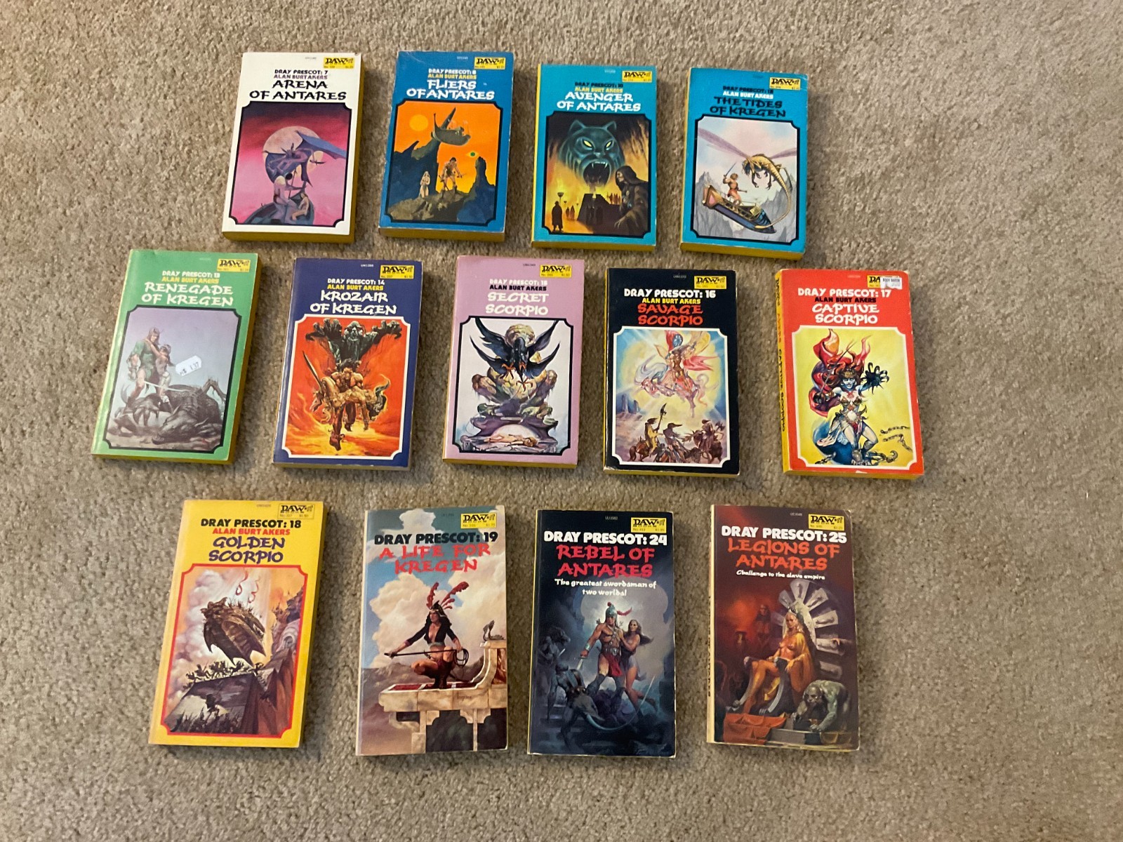 Lot of 13 DAW Yellow Spine: Alan Burt Akers Dray Prescot All 1st printings